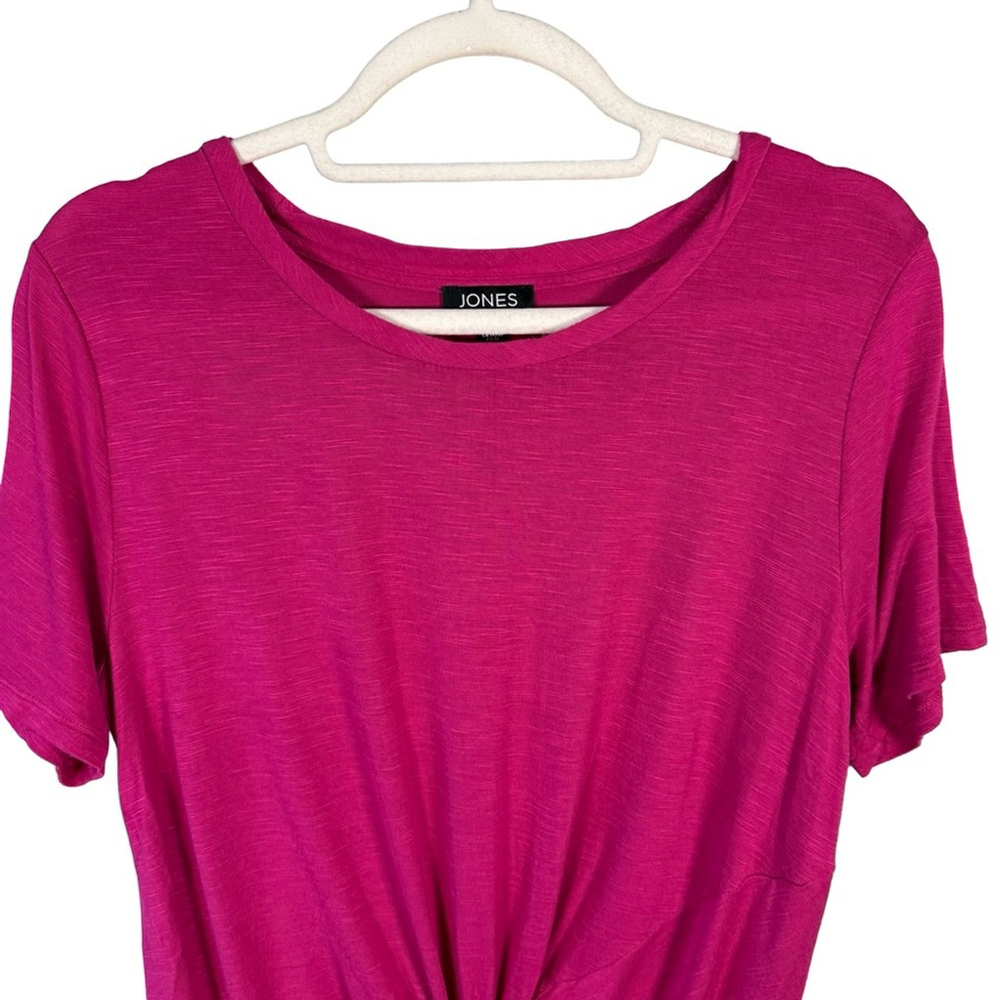 Jones New York Fuchsia Knot Front Tee Size M Business Casual Office Stretch - Picture 8 of 11